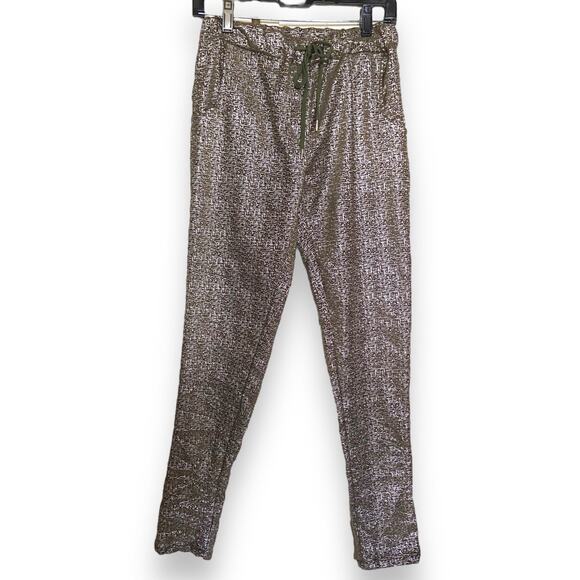 Free for Humanity Womens Pants Sz OS Olive Green Silver Digital Sweatpants NEW